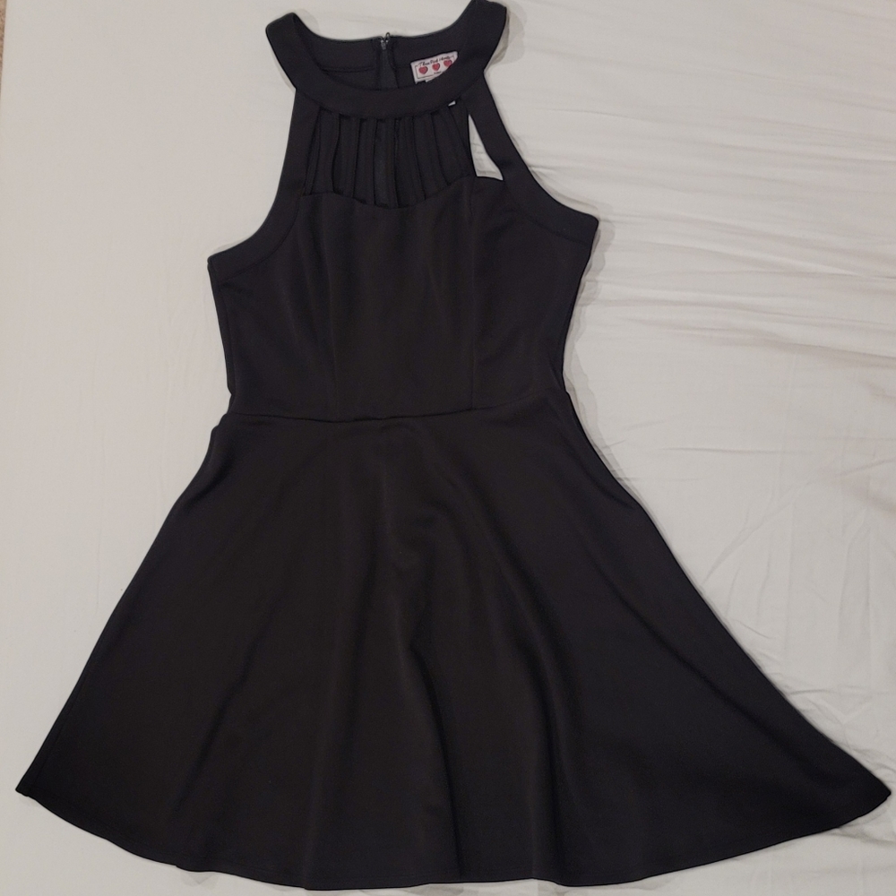 Black High Neck Skater Dress with Cutouts (13)